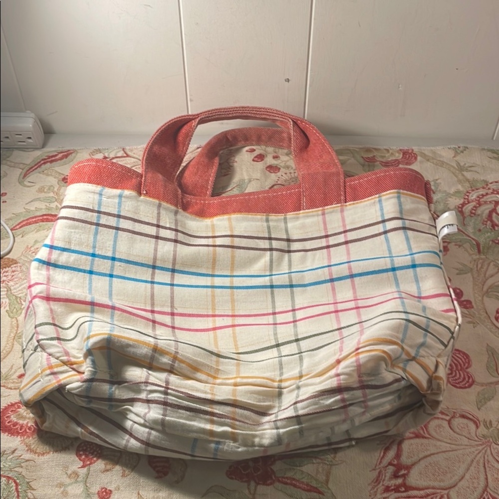 L.L. Bean RARE Sig Salt Wash Red Canvas Boat & Tote Check Print Inside - Picture 10 of 14